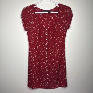 MODA International Floral Lace Button Up Cap Sleeve Red Dress Size 16 Women